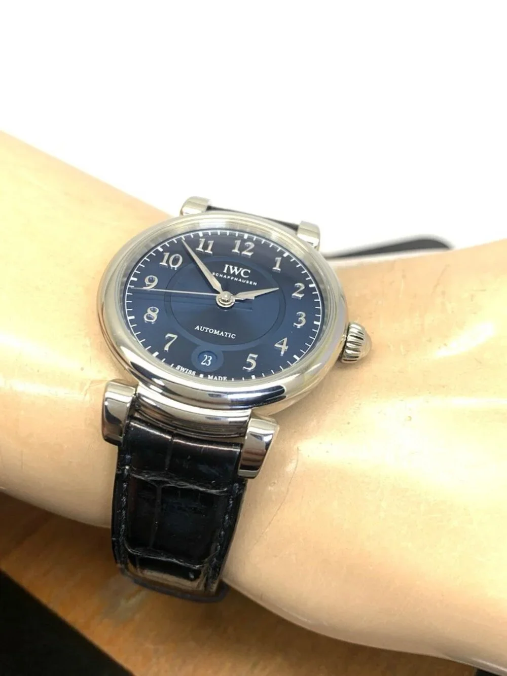 IWC Men's Watch Swiss Automatic IW4583212 Da Vinci Blue Dial Leather Strap 36mm